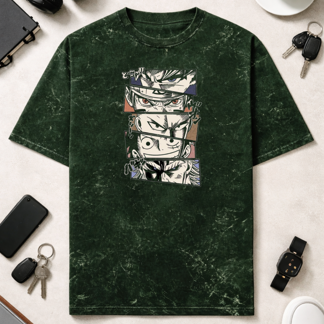 Animae Face Collage - Unisex Acid Washed Oversized Tee