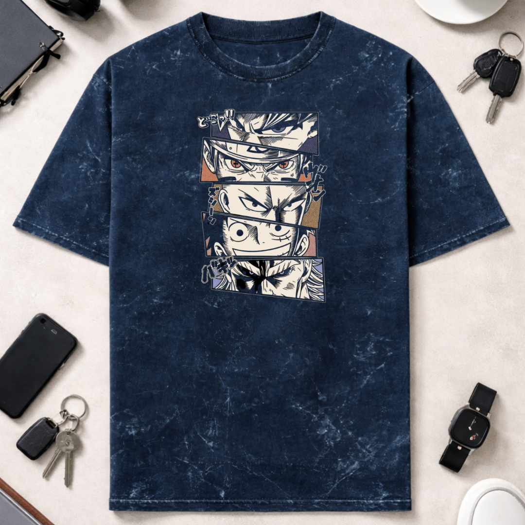 Animae Face Collage - Unisex Acid Washed Oversized Tee