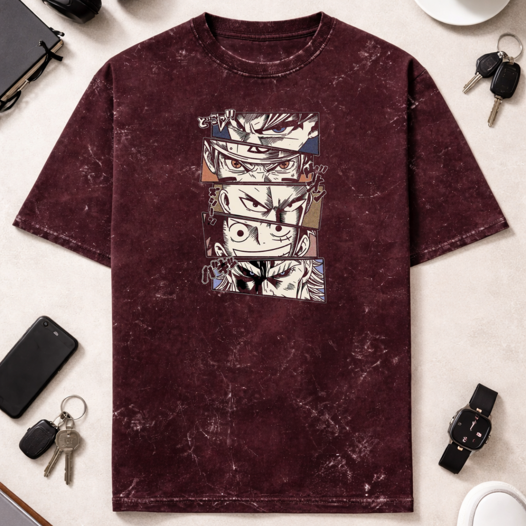 Animae Face Collage - Unisex Acid Washed Oversized Tee
