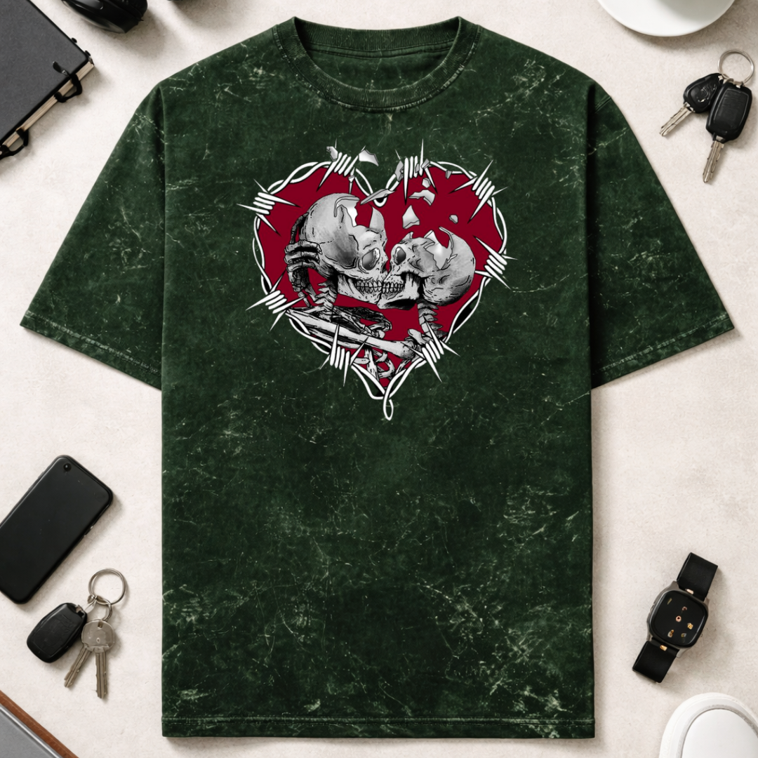Valentines Love N Die DTG - Unisex Acid Washed Oversized Tee