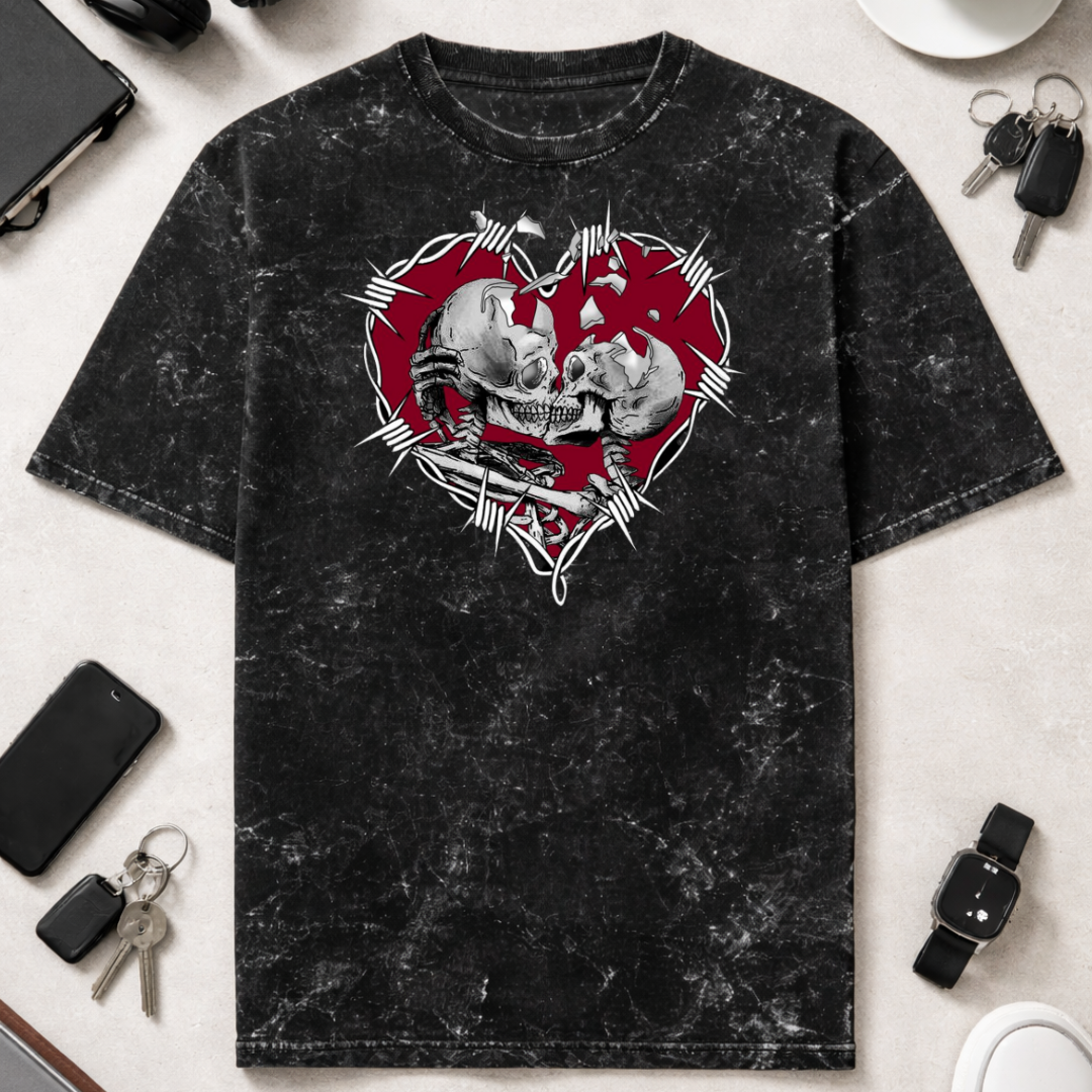 Valentines Love N Die DTG - Unisex Acid Washed Oversized Tee