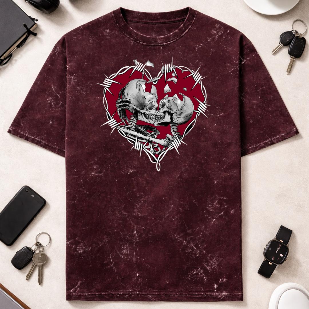 Valentines Love N Die DTG - Unisex Acid Washed Oversized Tee