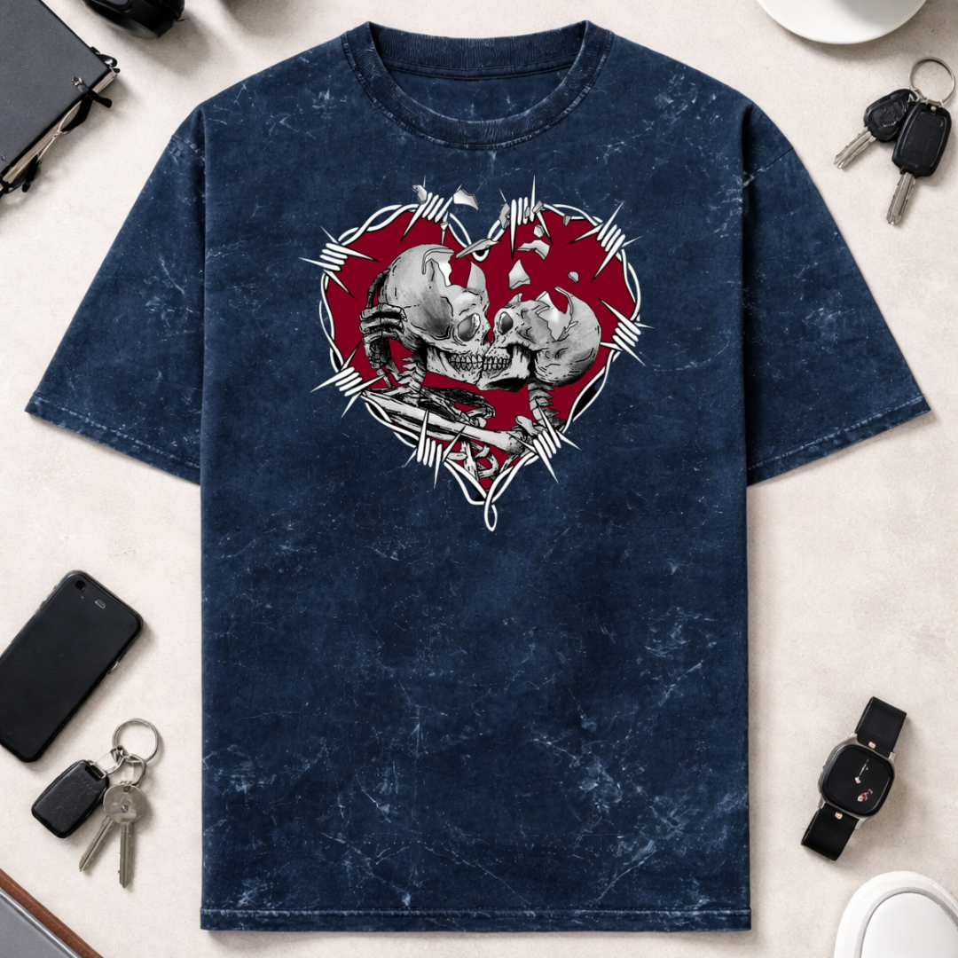 Valentines Love N Die DTG - Unisex Acid Washed Oversized Tee