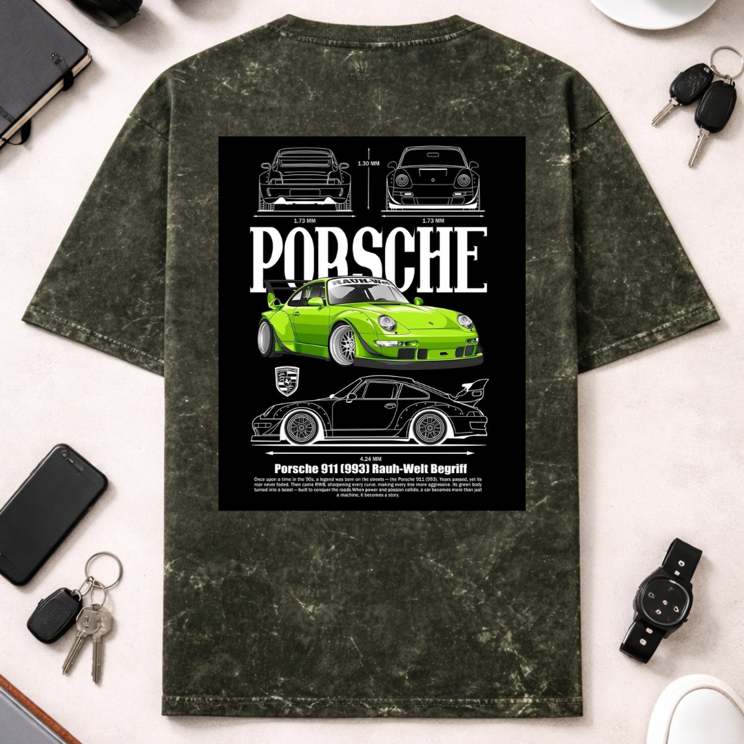 Porsche DTG - Unisex Acid Washed Oversized Tee