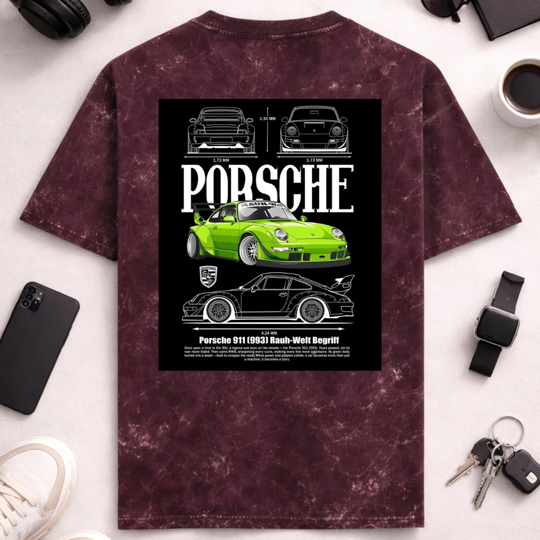 Porsche DTG - Unisex Acid Washed Oversized Tee