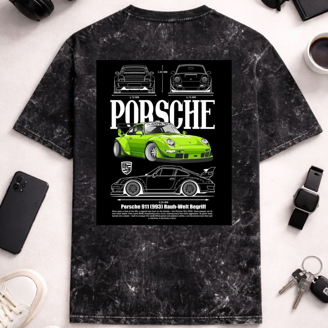 Porsche DTG - Unisex Acid Washed Oversized Tee