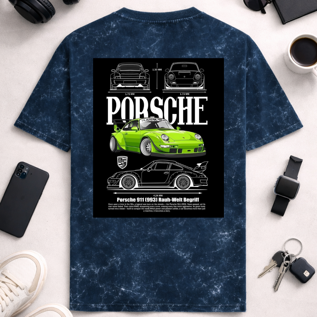 Porsche DTG - Unisex Acid Washed Oversized Tee