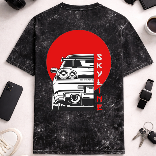 Nissan R34 DTG - Unisex Acid Washed Oversized Tee