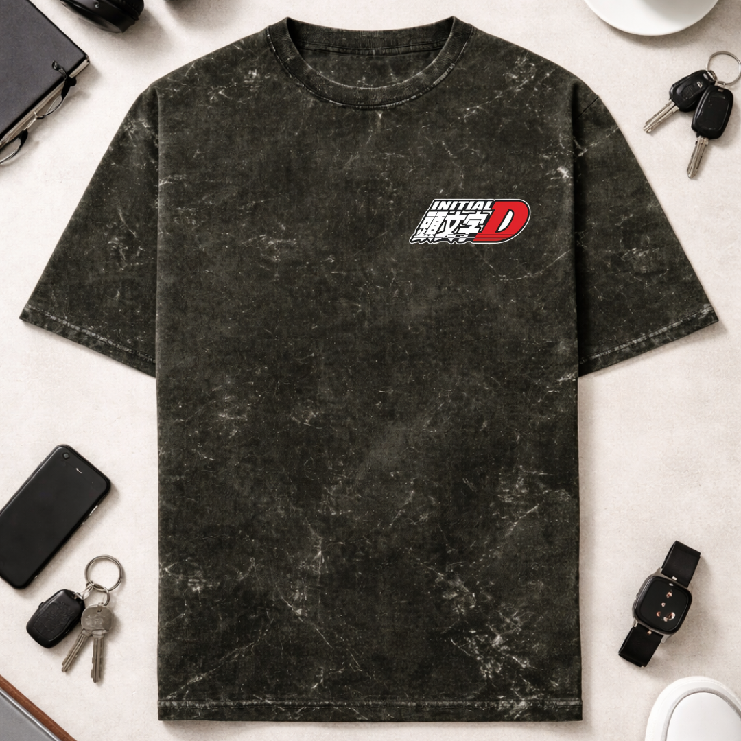 Initial D DTG - Unisex Acid Washed Oversized Tee