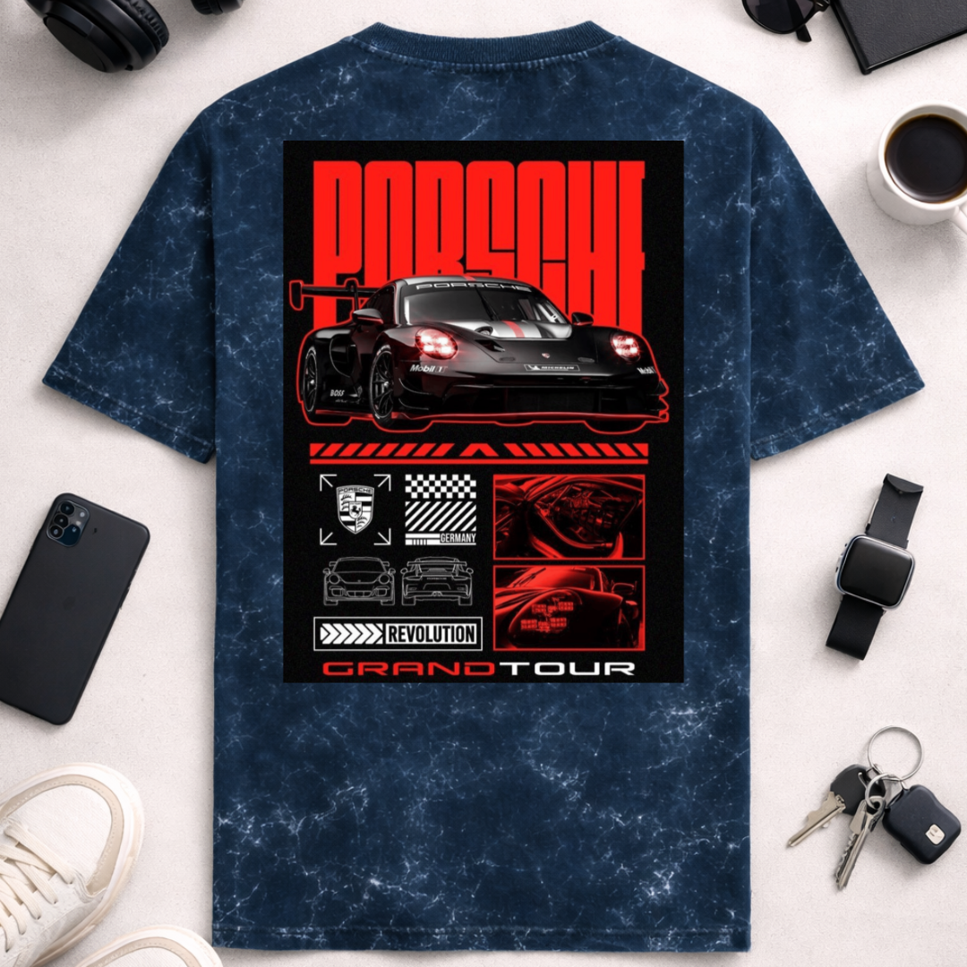 Porsche GT DTG - Unisex Acid Washed Oversized Tee