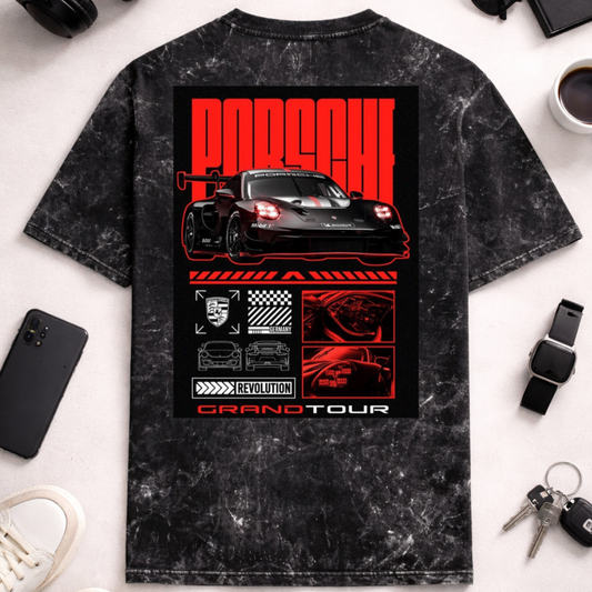 Porsche GT DTG - Unisex Acid Washed Oversized Tee