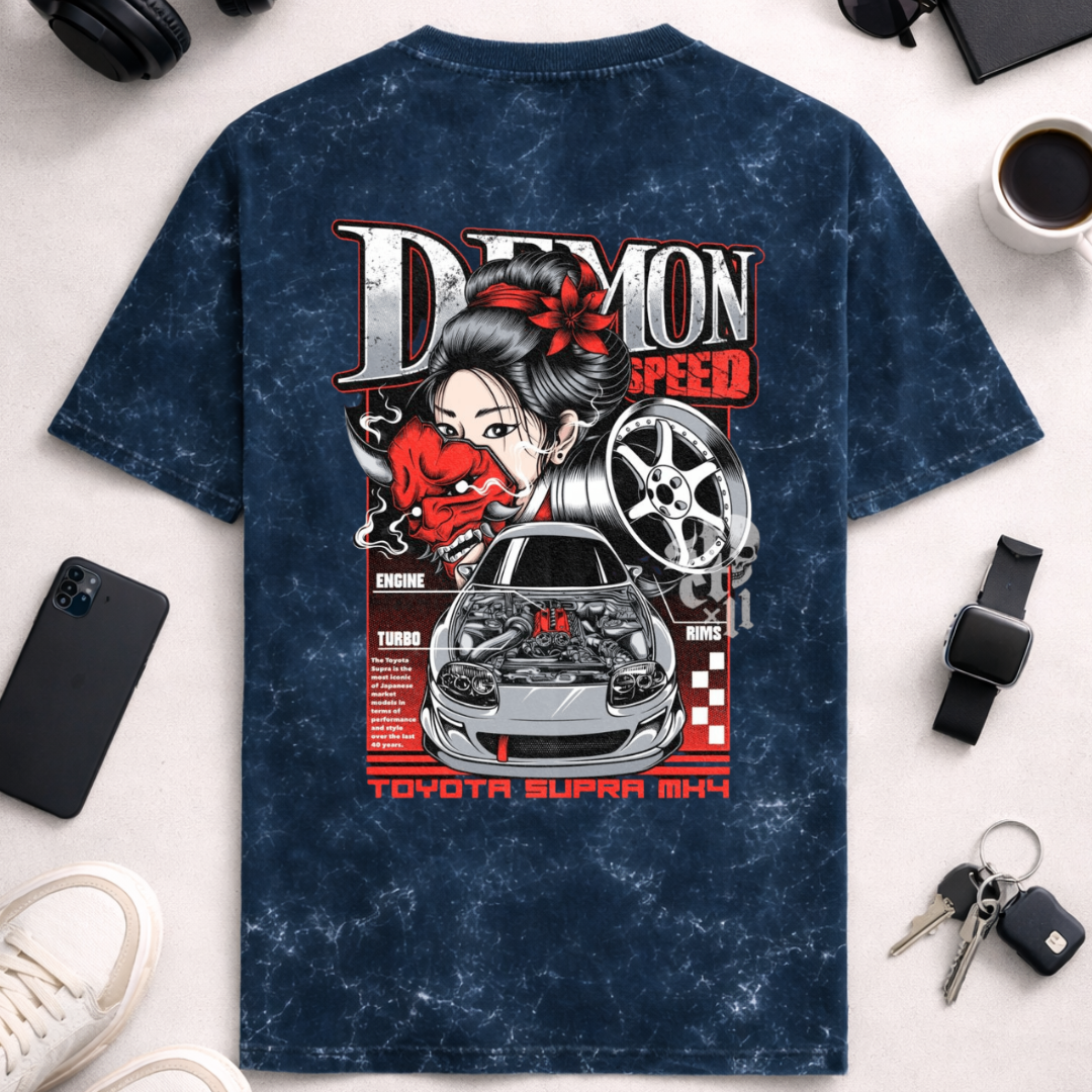 Demon Speed DTG - Unisex Acid Washed Oversized Tee