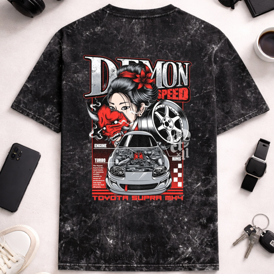 Demon Speed DTG - Unisex Acid Washed Oversized Tee