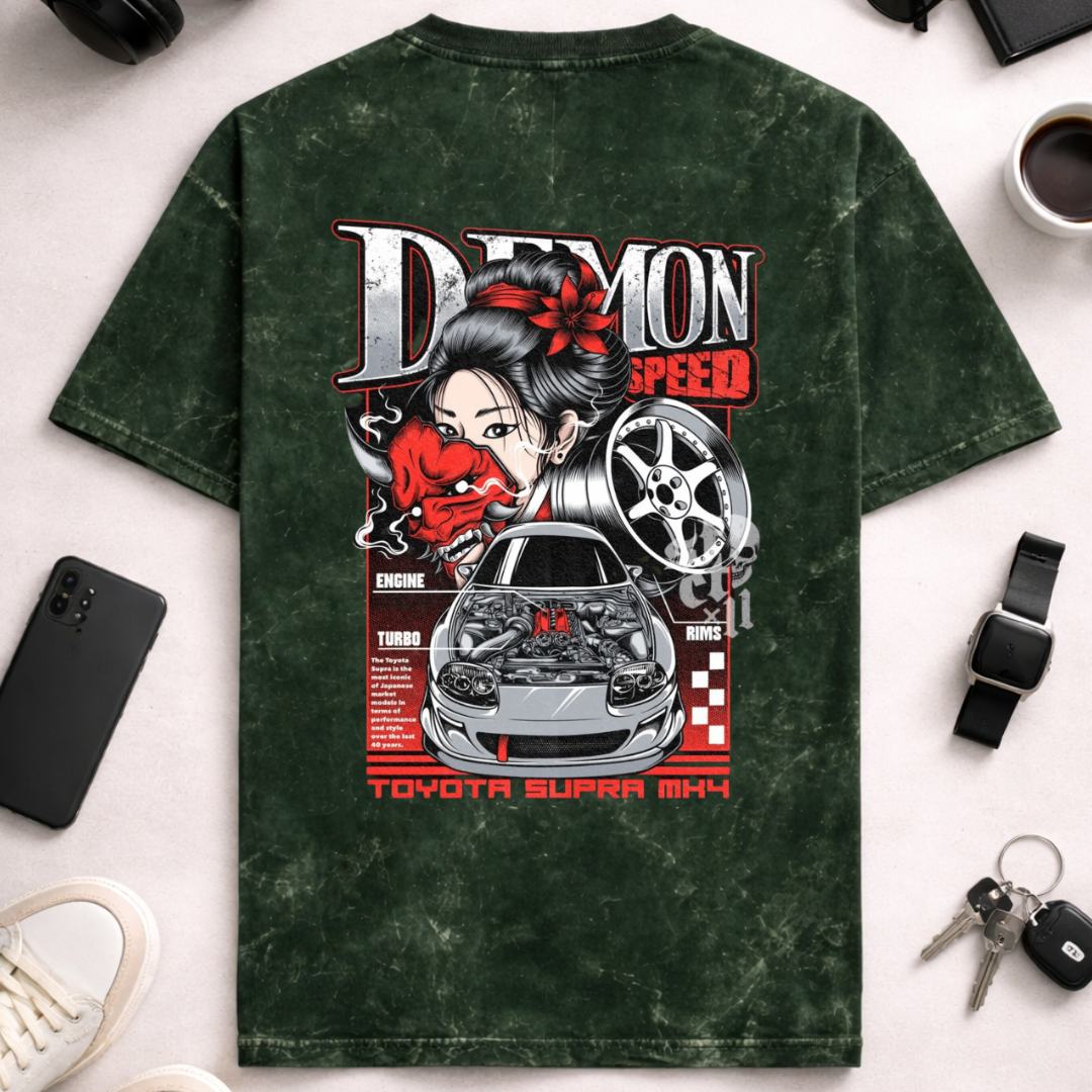 Demon Speed DTG - Unisex Acid Washed Oversized Tee