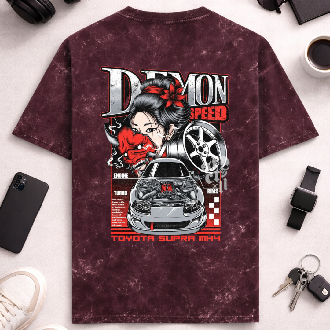 Demon Speed DTG - Unisex Acid Washed Oversized Tee