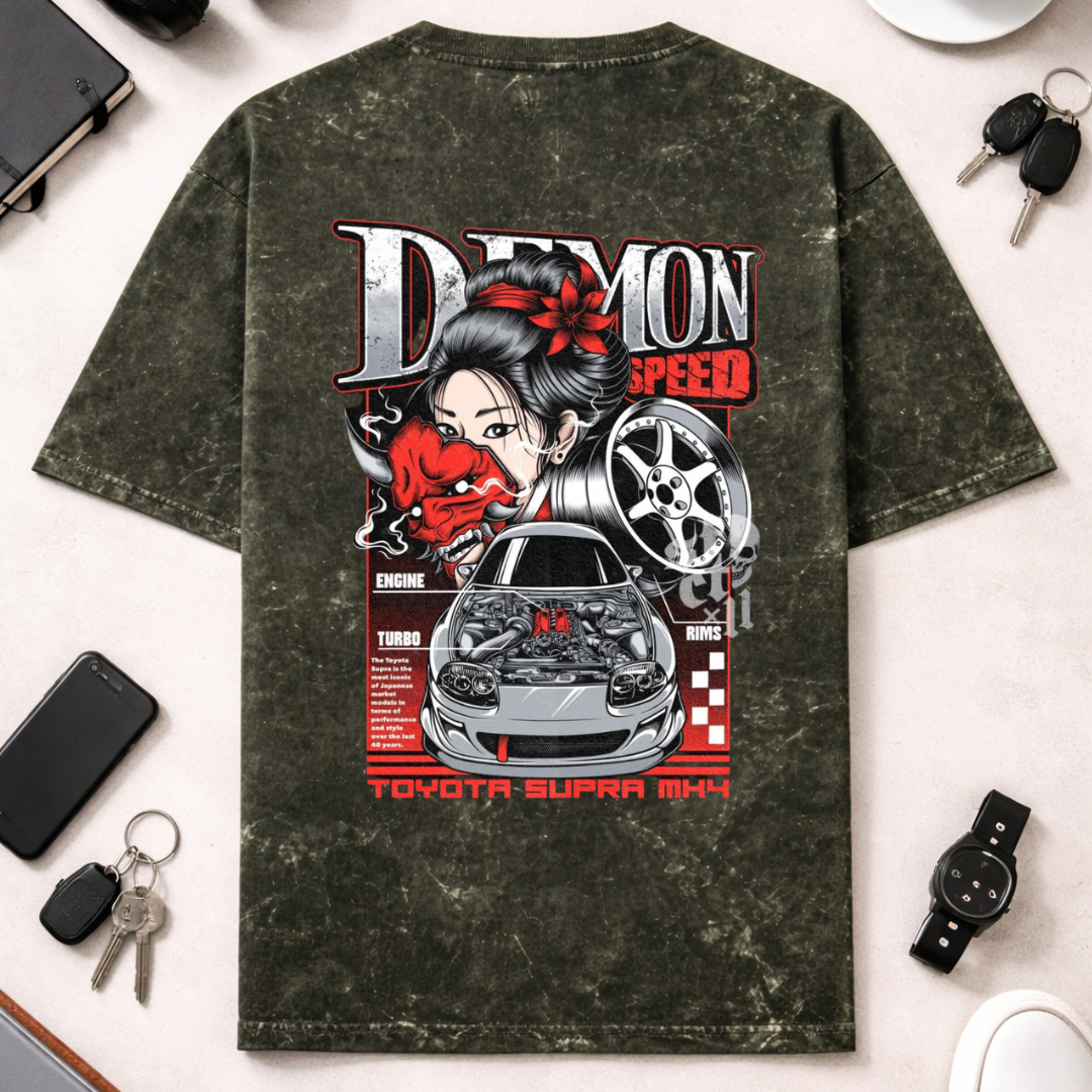 Demon Speed DTG - Unisex Acid Washed Oversized Tee