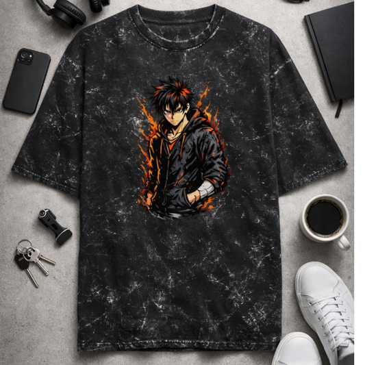 Animae Attitude - Unisex Acid Washed Oversized Tee