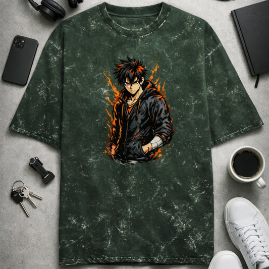 Animae Attitude - Unisex Acid Washed Oversized Tee