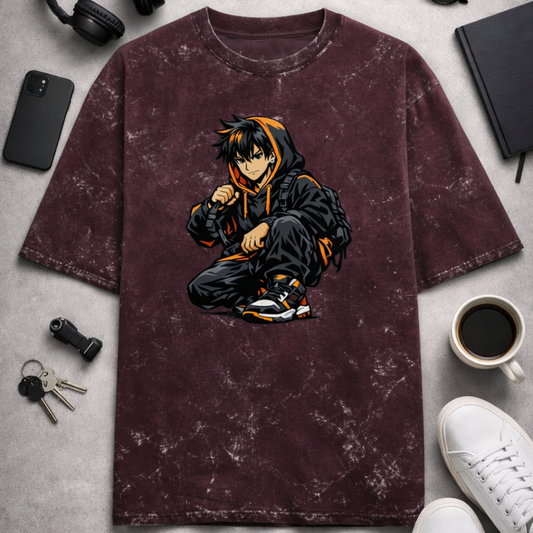 Animae Street Vibe - Unisex Acid Washed Oversized Tee