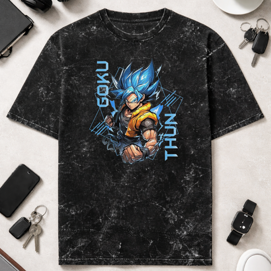Animae Goku Thun - Unisex Acid Washed Oversized Tee