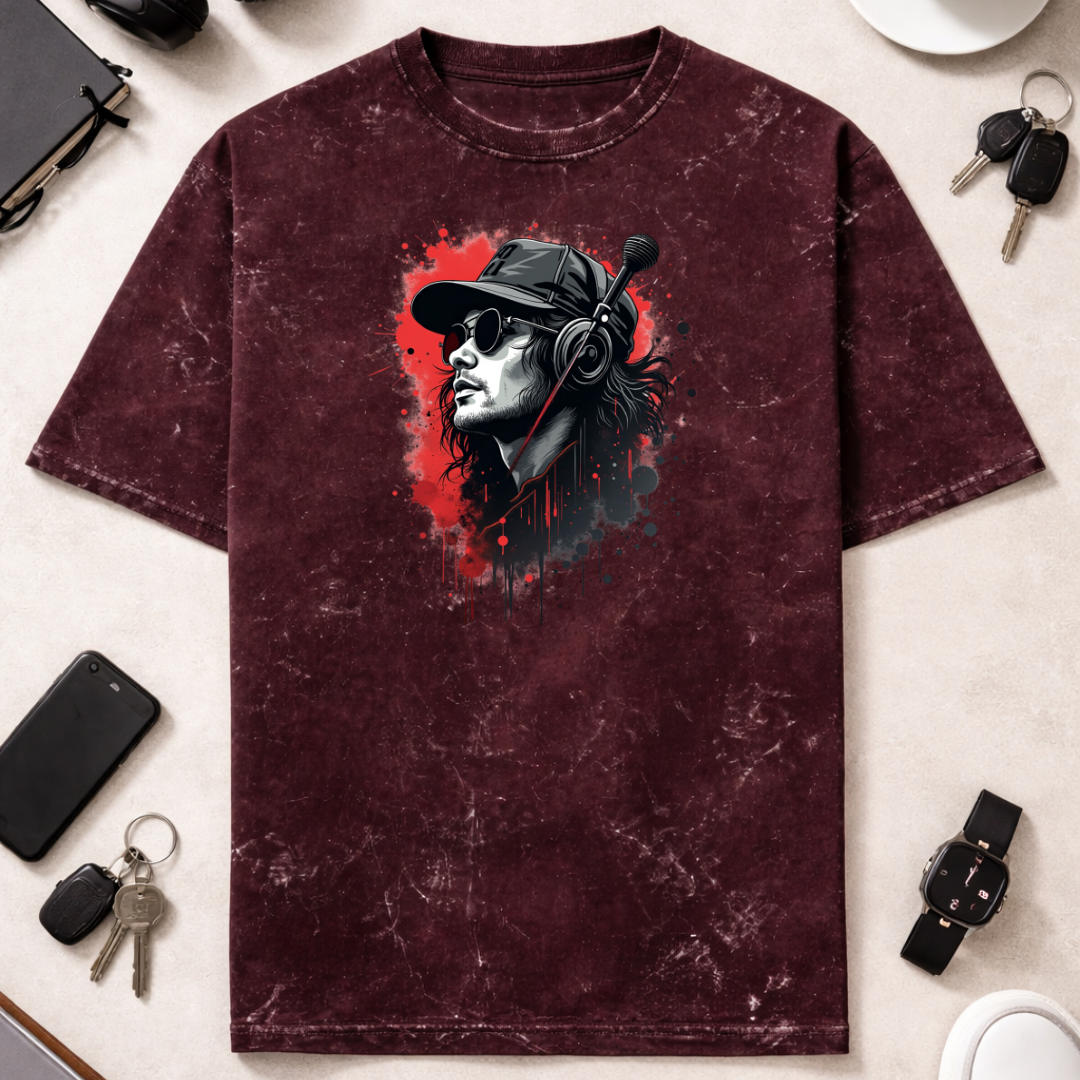 Music Vibe  - Unisex Acid Washed Oversized Tee