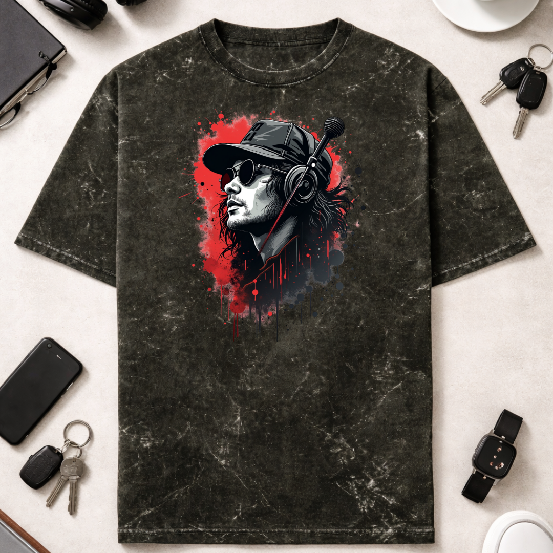 Music Vibe  - Unisex Acid Washed Oversized Tee