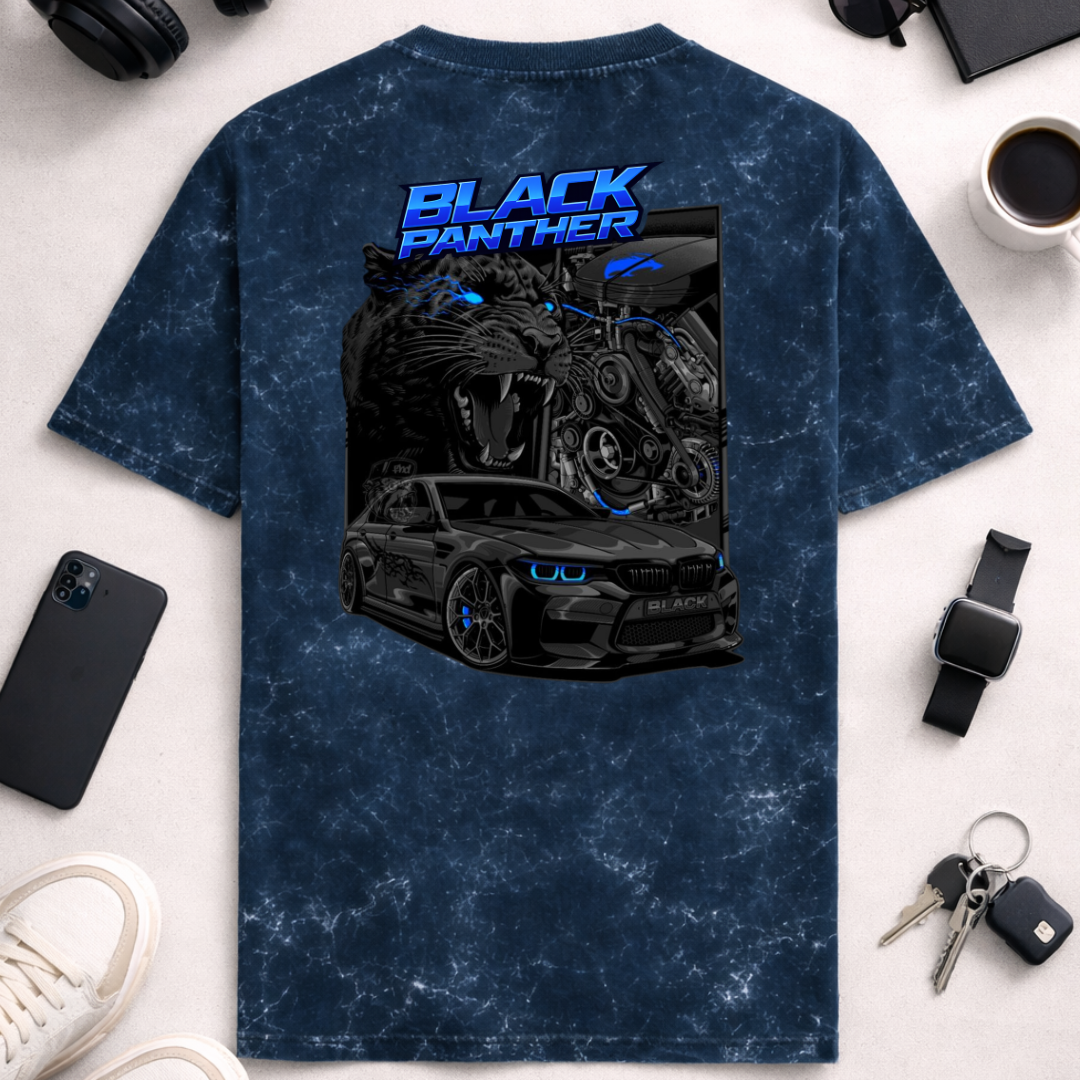 Black Panther DTG - Unisex Acid Washed Oversized Tee