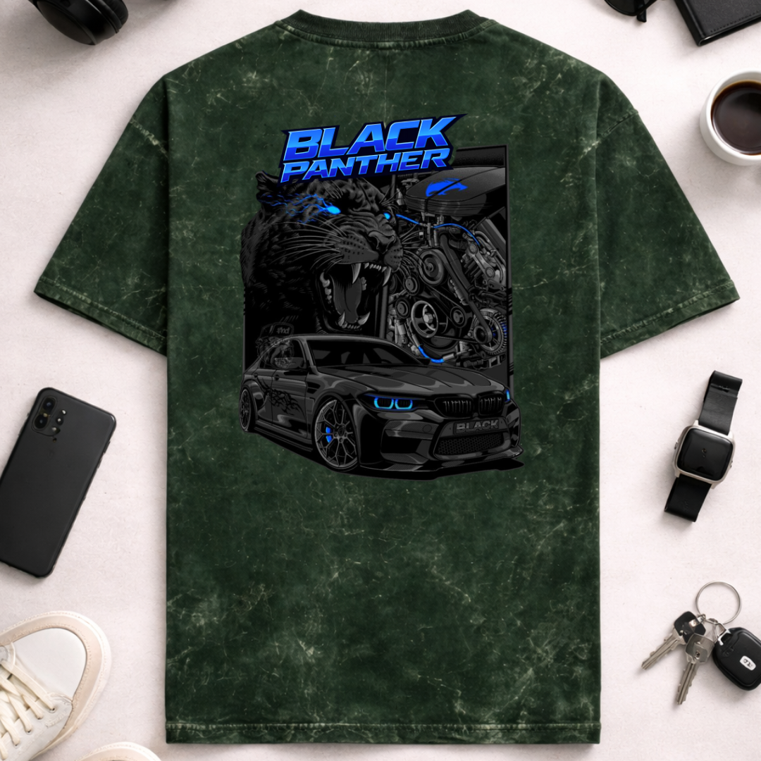 Black Panther DTG - Unisex Acid Washed Oversized Tee