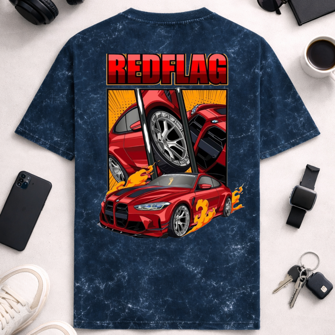 Red Flag DTG - Unisex Acid Washed Oversized Tee