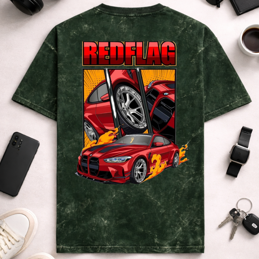 Red Flag DTG - Unisex Acid Washed Oversized Tee