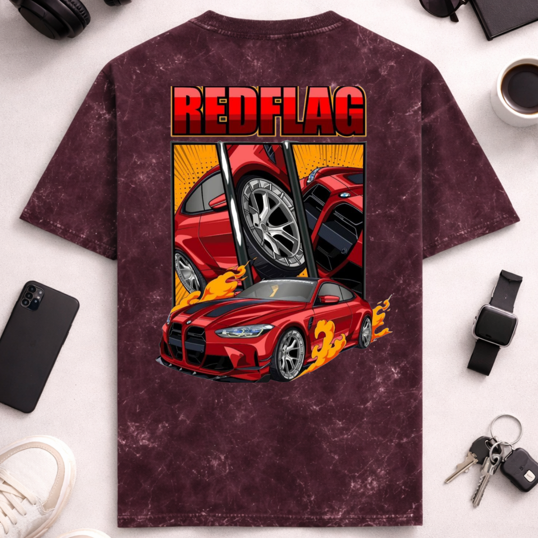 Red Flag DTG - Unisex Acid Washed Oversized Tee