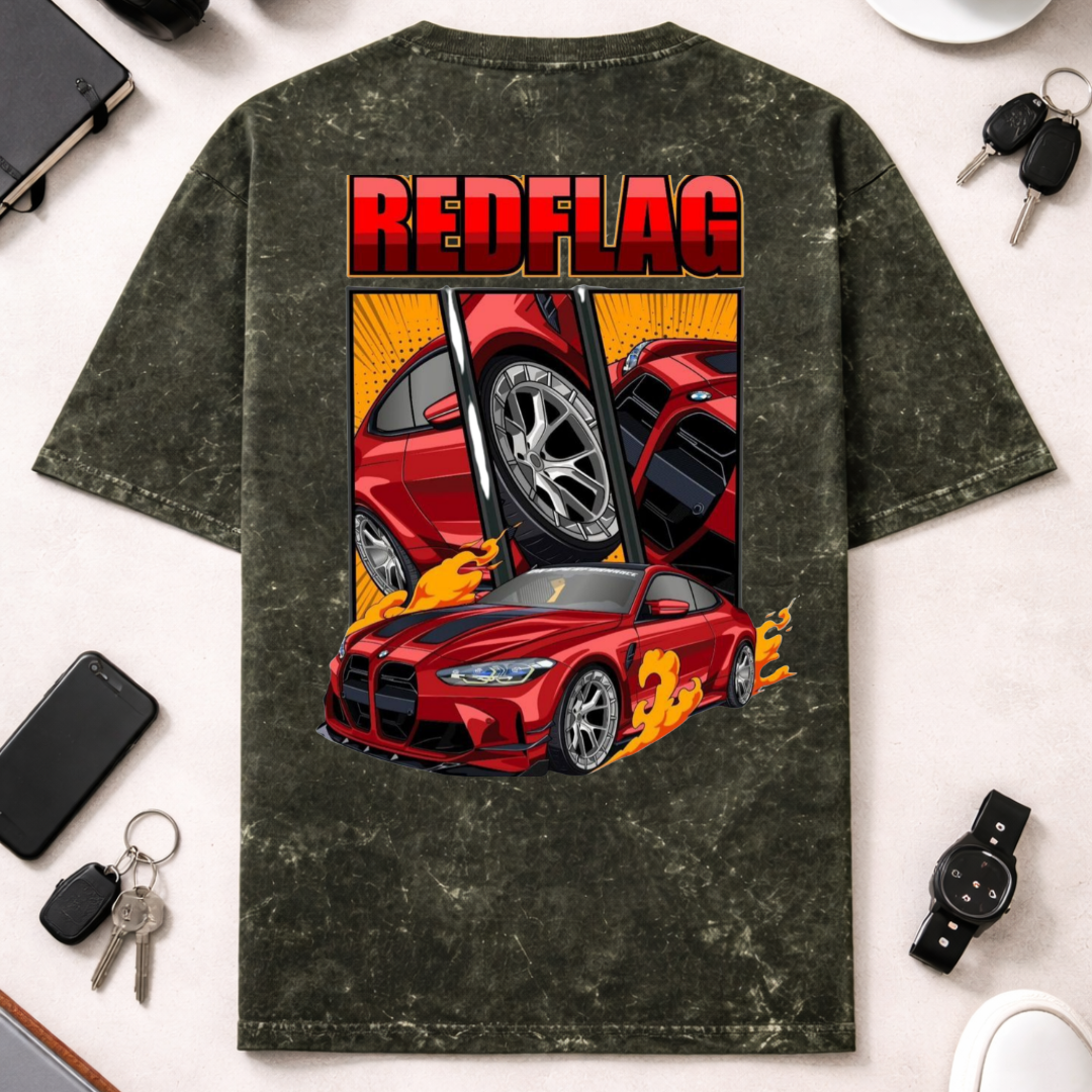 Red Flag DTG - Unisex Acid Washed Oversized Tee