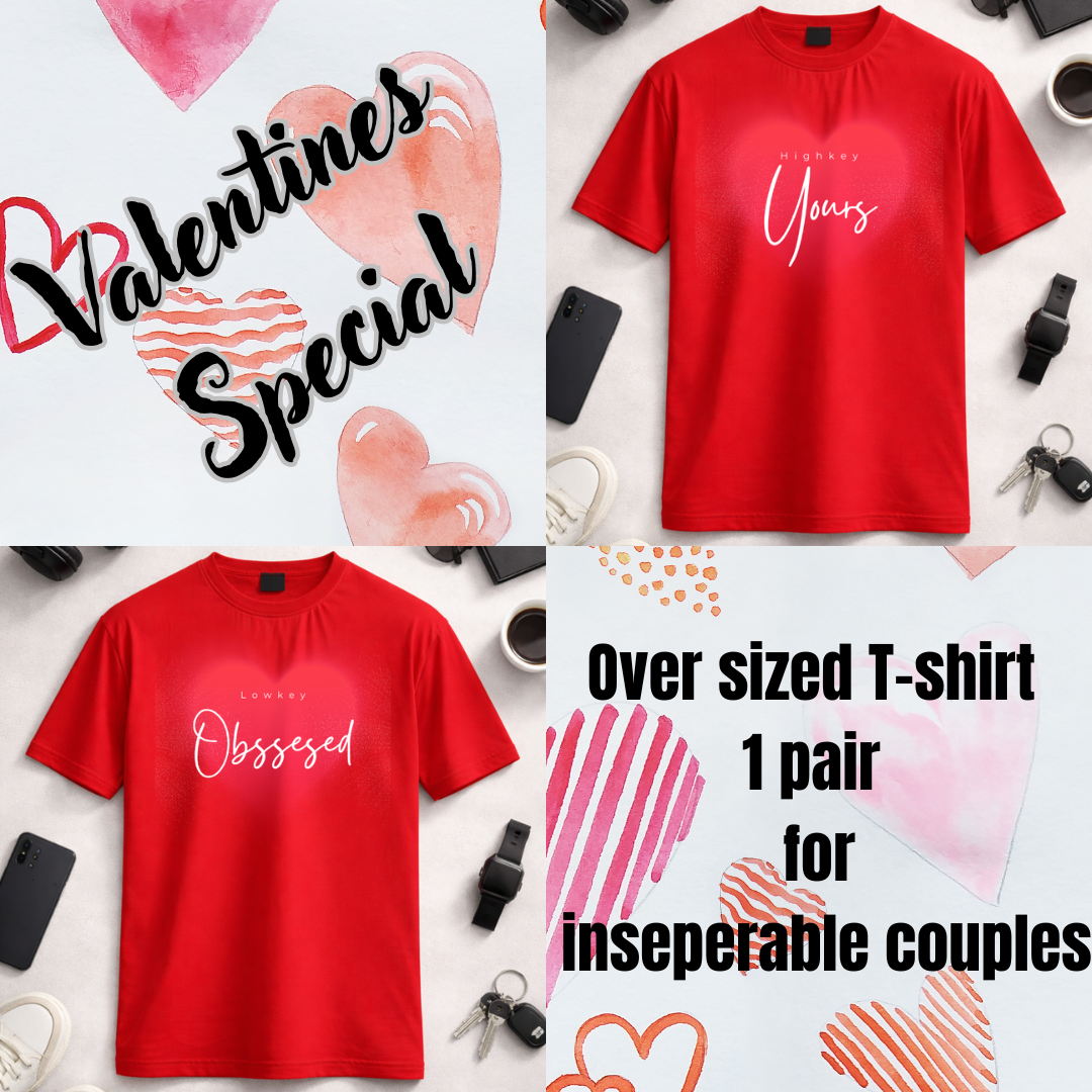 Obsessed & Yours DTF - Red Unisex Oversized Classic T-shirt  Pair