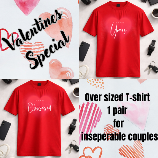 Obsessed & Yours DTF - Red Unisex Oversized Classic T-shirt  Pair