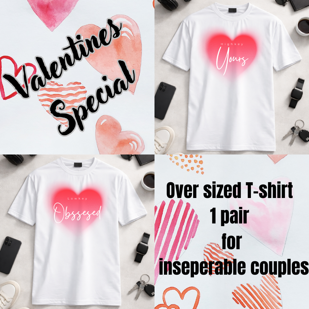 Obsessed & Yours DTF - White Unisex Oversized Classic T-shirt  Pair