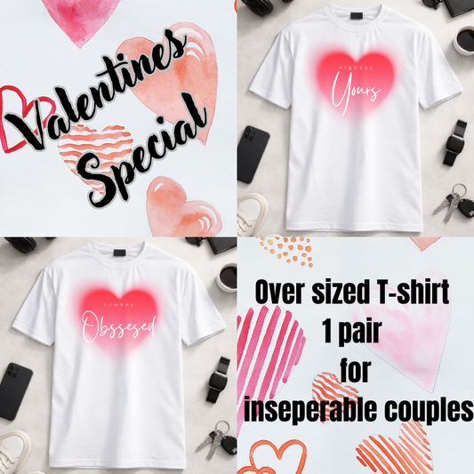 Obsessed & Yours DTF - White Unisex Oversized Classic T-shirt  Pair