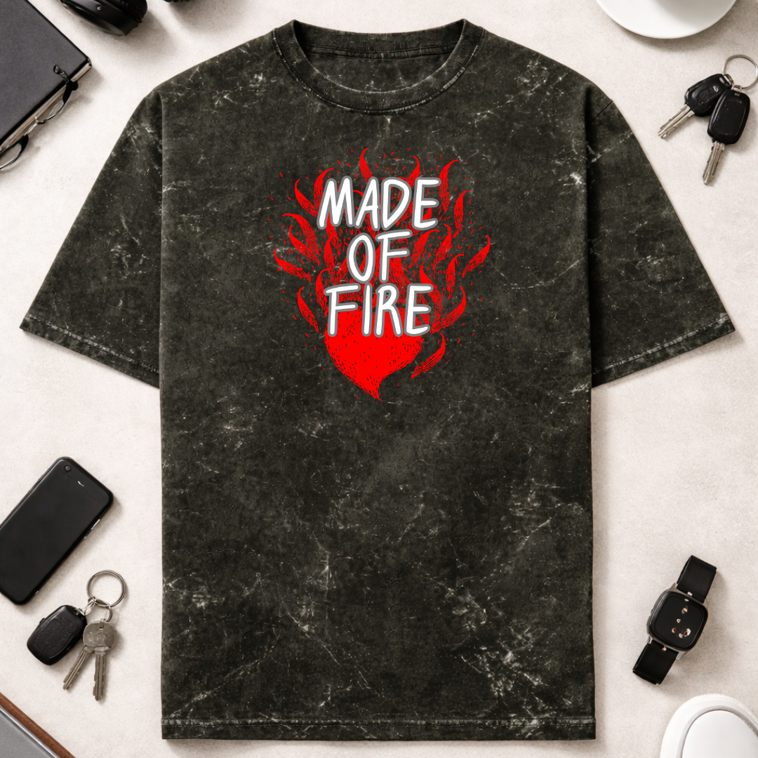 Fire & Flames - Unisex Acid Washed Oversized Tee Pair