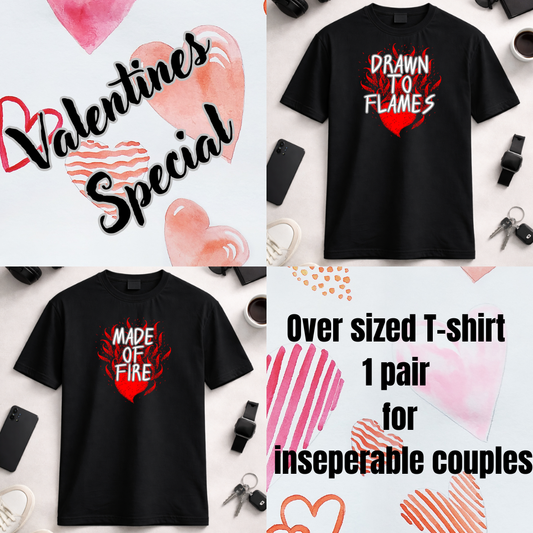 Fire & Flames - Unisex Oversized Classic T-shirt Pair