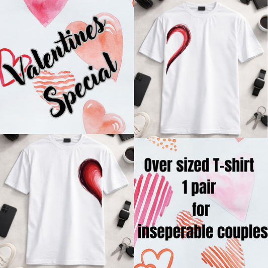 Complete my Heart - White Unisex Oversized Classic T-shirt Pair